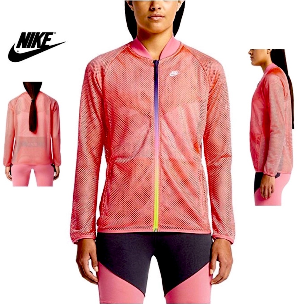 Nike mesh rainbow zip bomber lightweight jacket